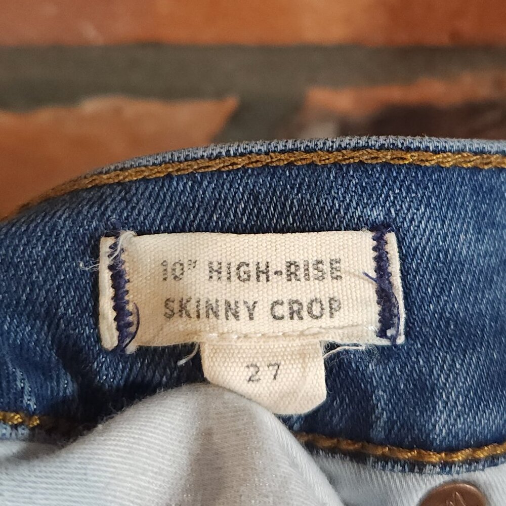 Madewell 10" High-Rise Skinny Crop Raw Hem Jeans Medium Wash Tencel Women's 27 - Picture 7 of 7